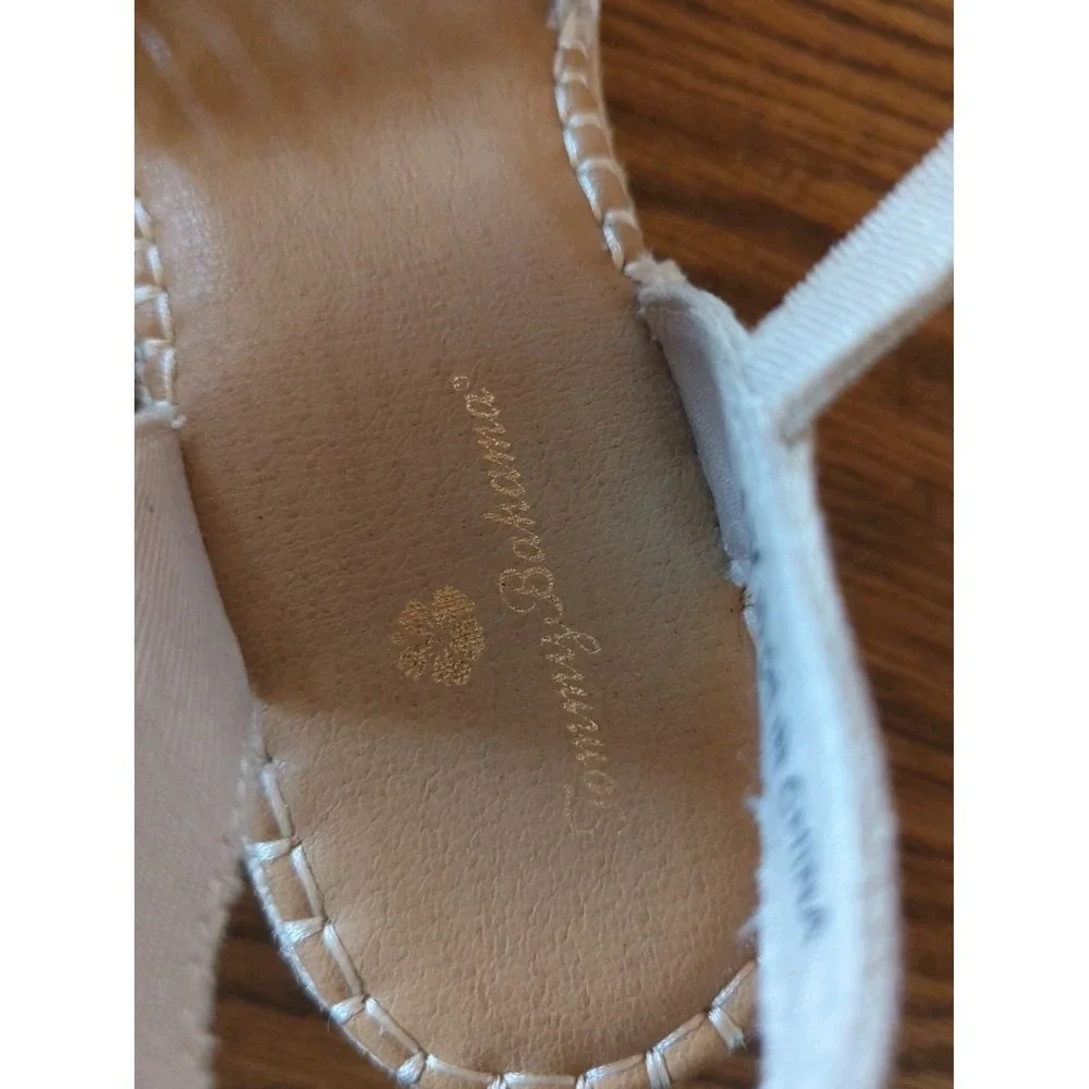 Tommy Bahama Daphne Wedge Espadrille Womens 8.5 Beige Eyelet Scalloped‎ Strap